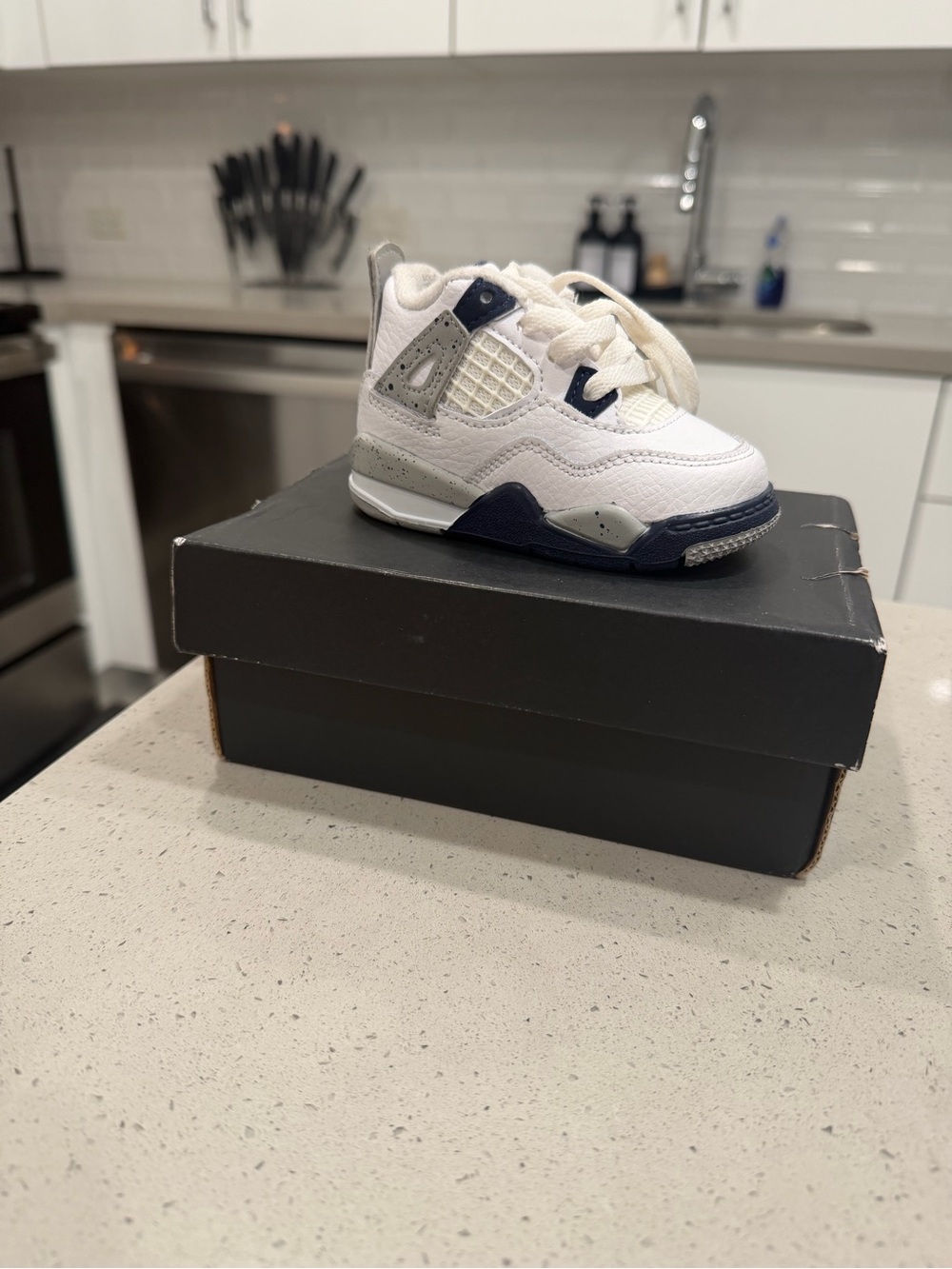 Jordan Toddler White, Navy & Gray High-Top Sneaker